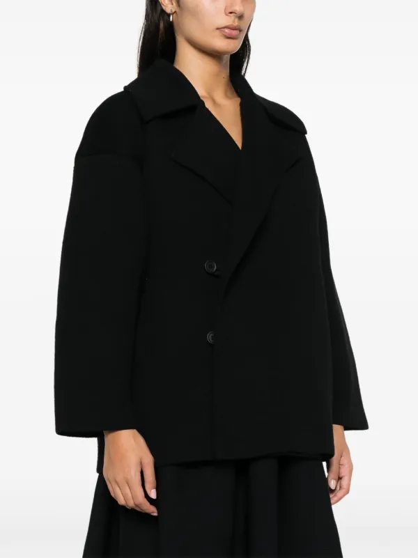 STONE  ピーコート ブラック ストーンアイランド バッジワッペン付き カシミヤ混 Pコート