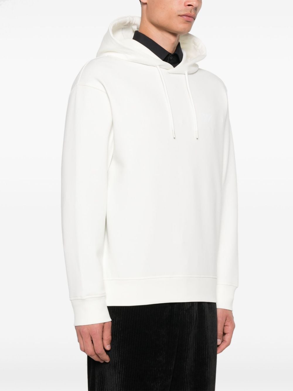 Shop Emporio Armani Logo-flocked Hoodie In White