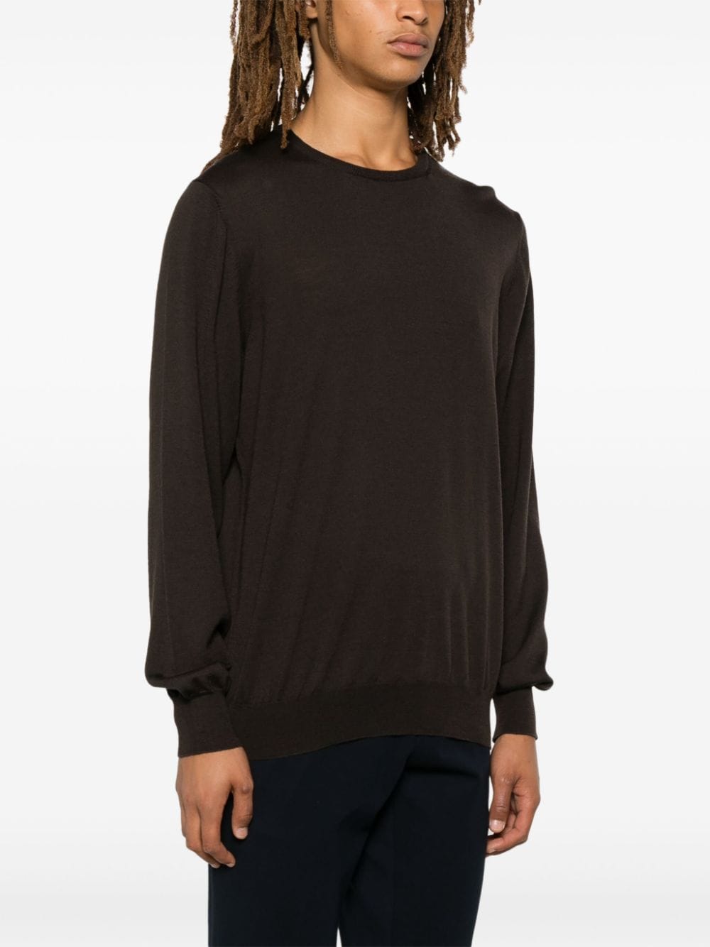 Shop Lardini Fine-knit Sweater In Braun