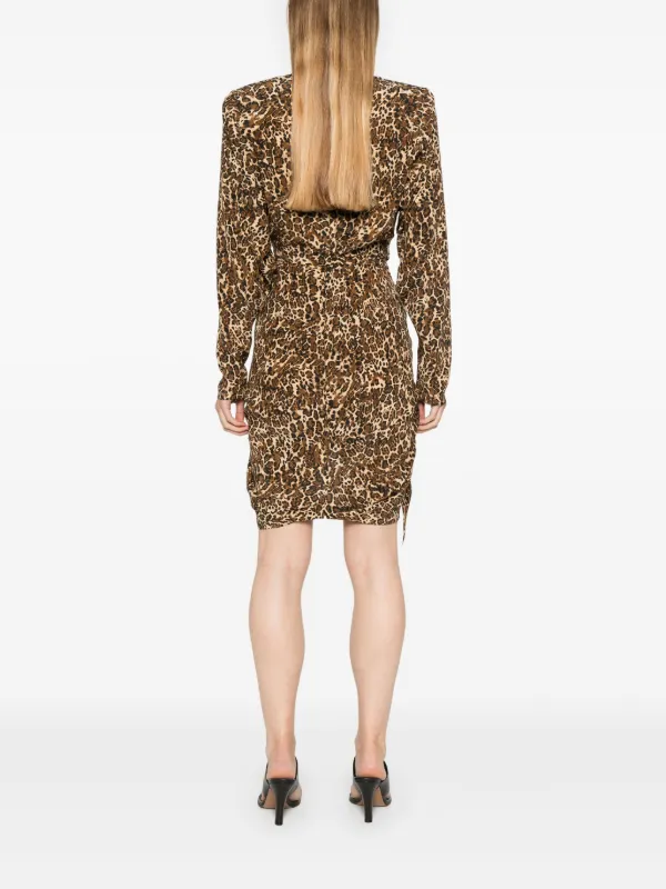 ワンピース ISABEL MARANT Cleora-Gd ISABEL MARANT Cleora asymmetric belted leopard-print stretch