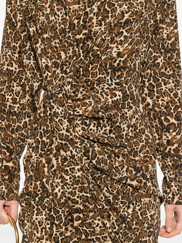【送料&関税込】Isabel Marant cleora Dress ISABEL MARANT Cleora asymmetric belted leopard-print stretch
