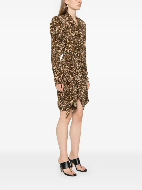 【送料&関税込】Isabel Marant cleora Dress ISABEL MARANT Cleora asymmetric belted leopard-print stretch