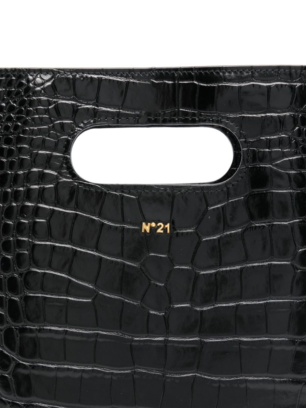 Shop N°21 Embossed-crocodile Tote Bag In Black