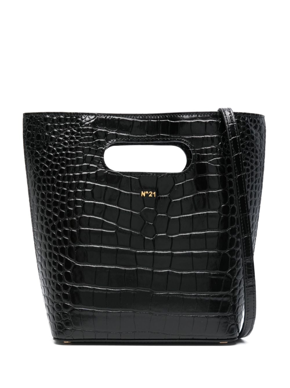 Nº21 embossed-crocodile tote bag – Black