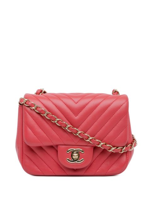 CHANEL 2017-2018 Mini Square Classic Chevron Lambskin Flap crossbody bag Women