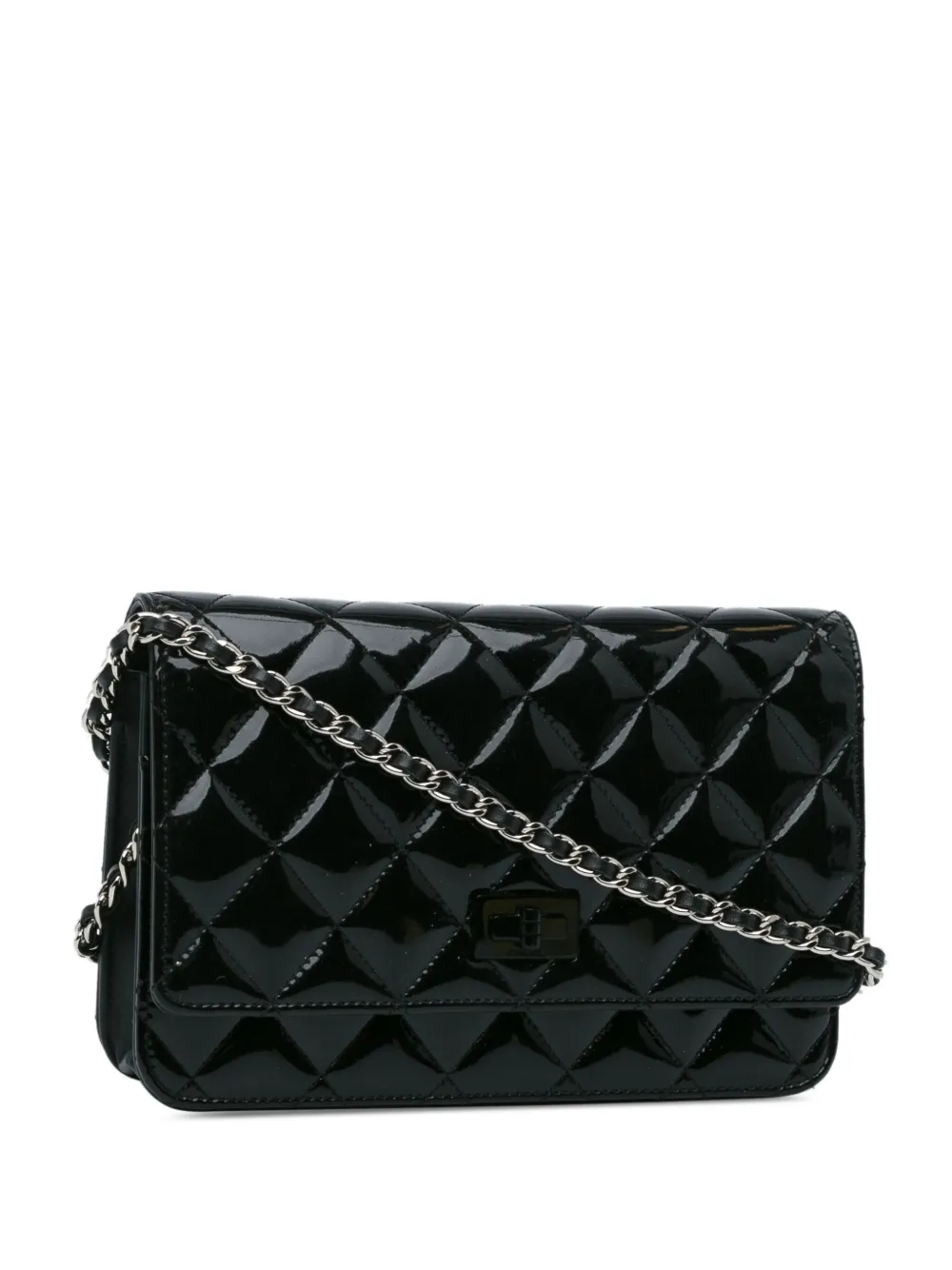 Cheap HOT SALE CHANEL 2014-2015 Quilted Patent Reissue 2.55 Wallet on Chain crossbody bag Women