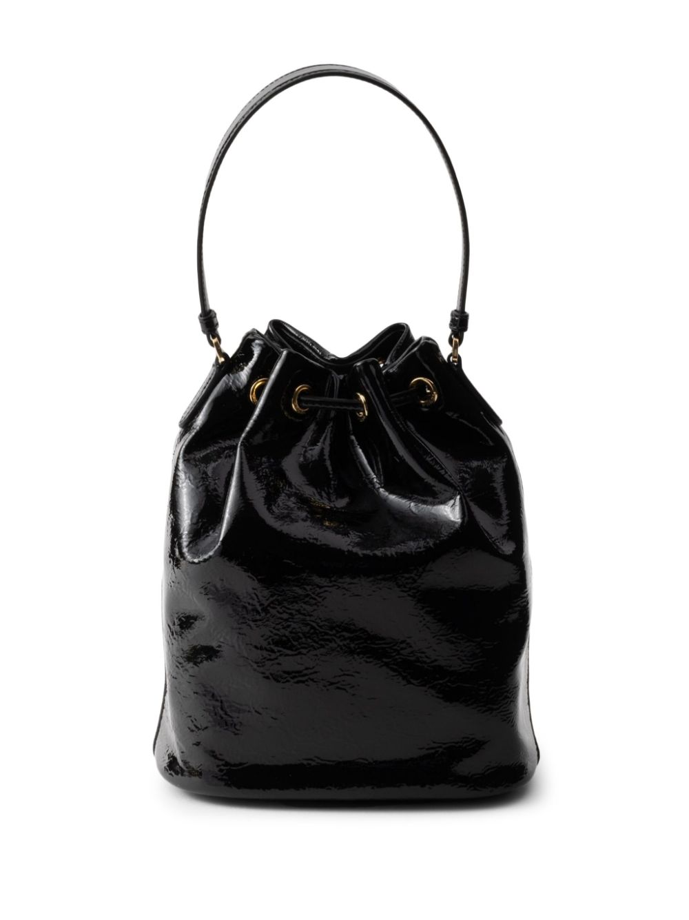 Prada Duet lakleren bucket-tas - Zwart