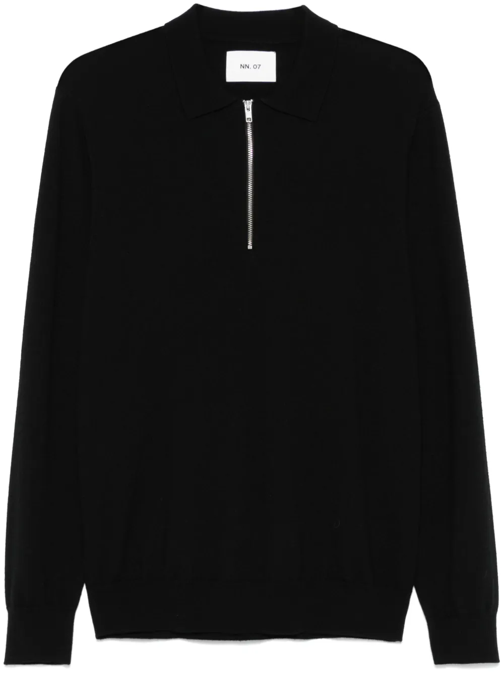 Nn07 Zachte Wol Zip Polo Sweater Black Heren