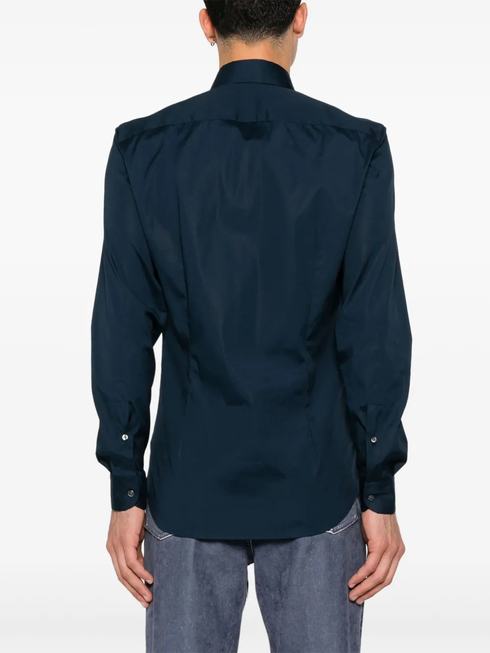 Fay Overhemd met uitgesneden kraag Blauw