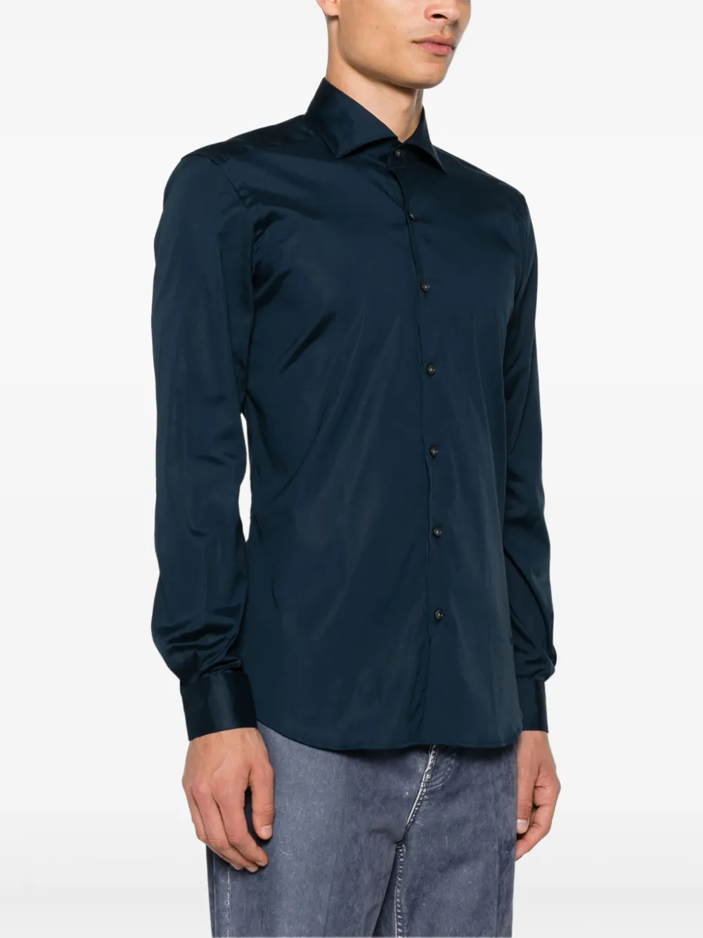 Fay Overhemd met uitgesneden kraag Blauw
