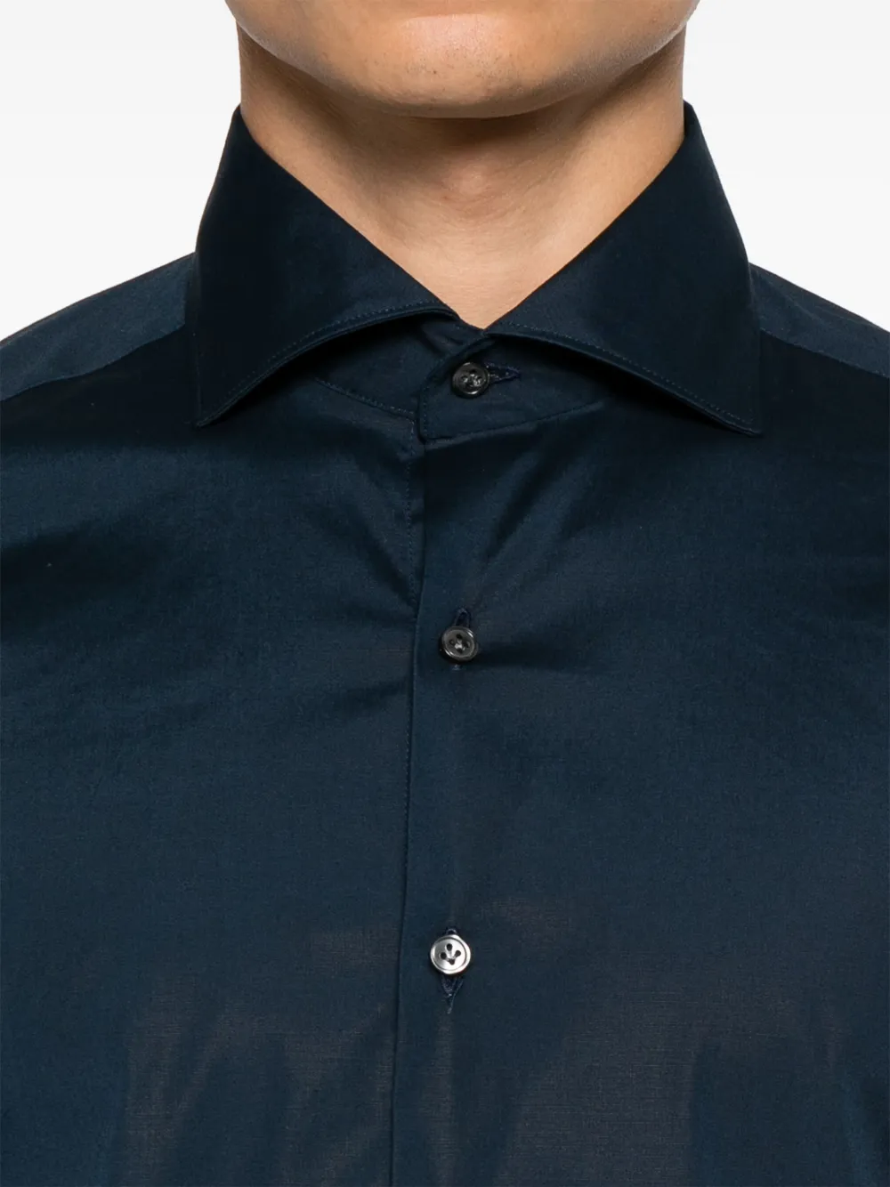 Fay Overhemd met uitgesneden kraag Blauw