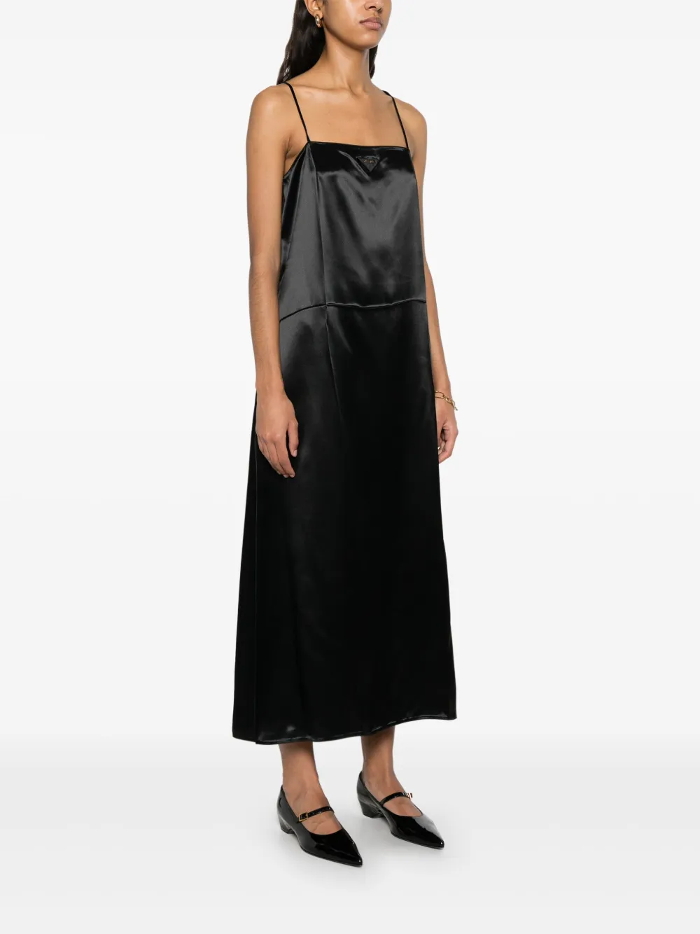 Prada Satijnen midi-jurk Zwart