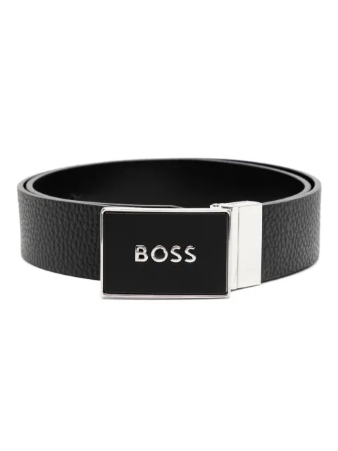 BOSS logo-lettering leather belt