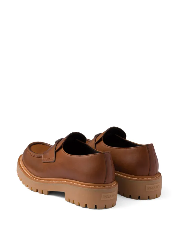 靴 PRADA square toe leather loafers brown Prada Leather Loafers | Brown | FARFETCH RO