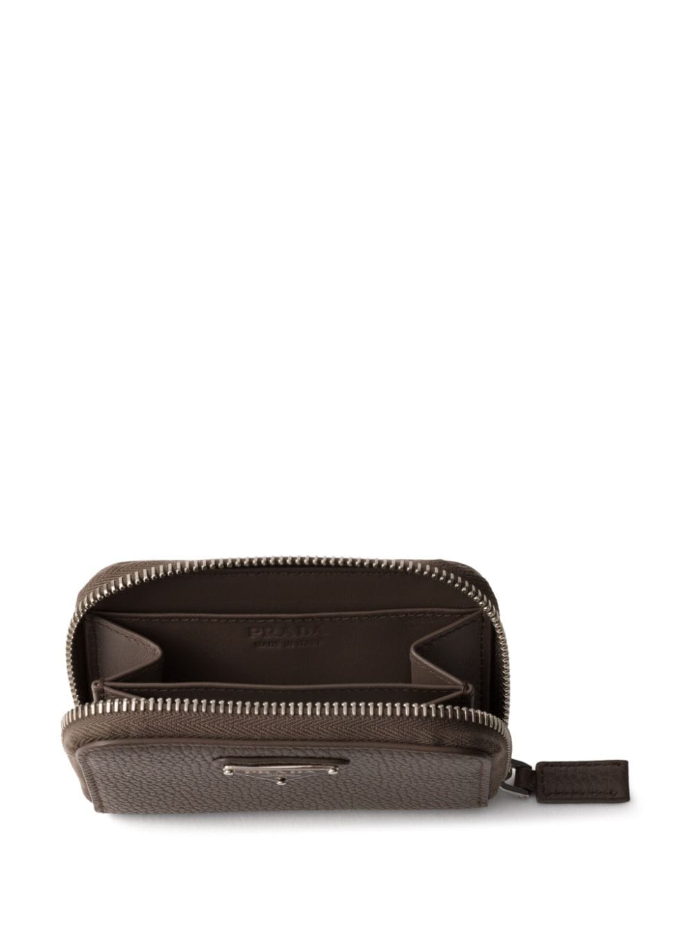 Shop Prada Leather Coin Purse In Grey