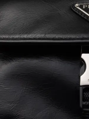プラダ　トライアングルロゴ　メタル　レザー　スマートフォンケース　黒　ブラック Prada triangle-logo Smartphone Case | Black | FARFETCH TH