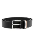 BOSS logo-engraved leather belt - Black