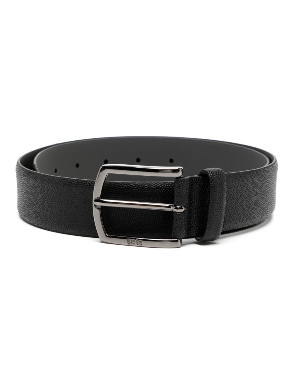 logo-plaque leather belt