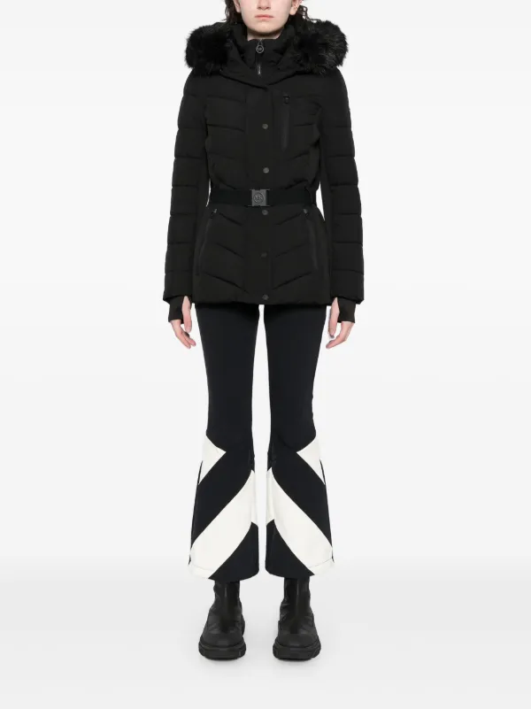 Michael Michael Kors Faux Fur Trim Scuba Coat | Black | FARFETCH