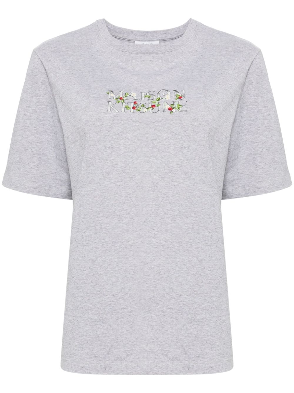 Shop Maison Kitsuné Strawberry Leaf T-shirt In Grey