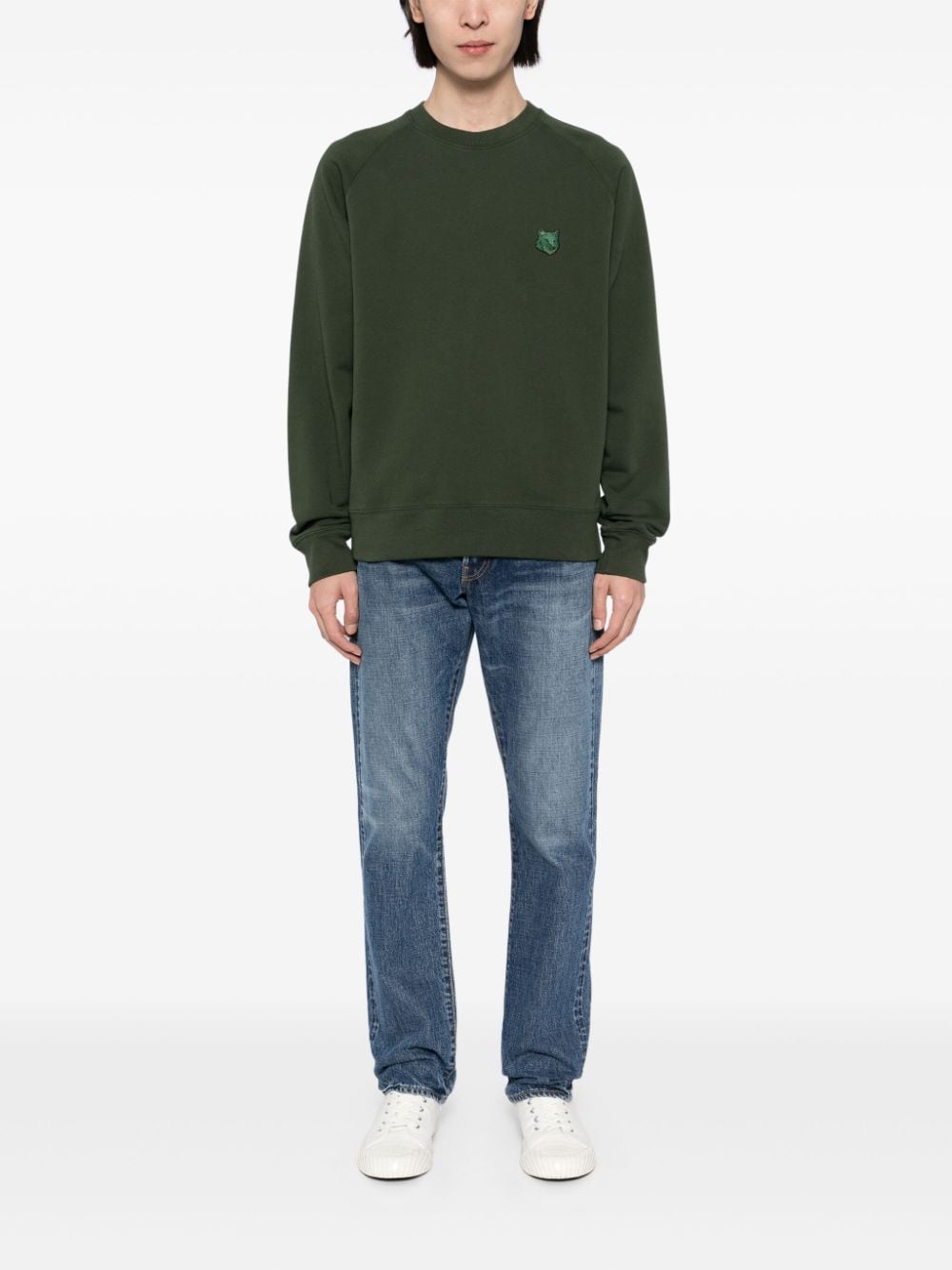 Shop Maison Kitsuné Bold Fox Head Patch Comfort Sweatshirt In 绿色