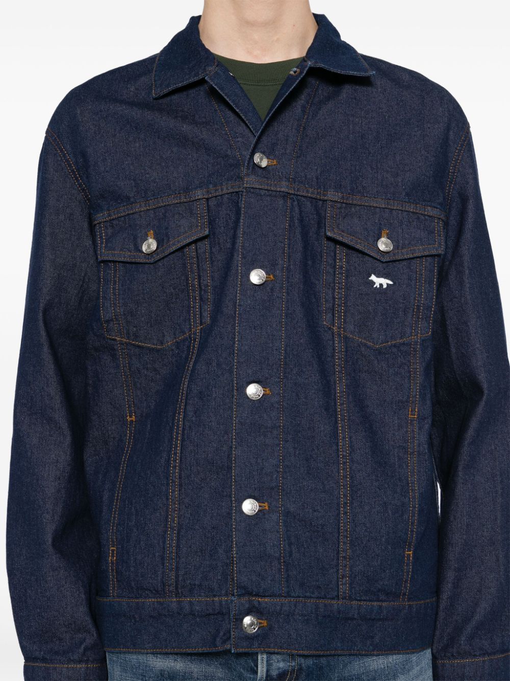 Shop Maison Kitsuné Trucker Jacket In Blue