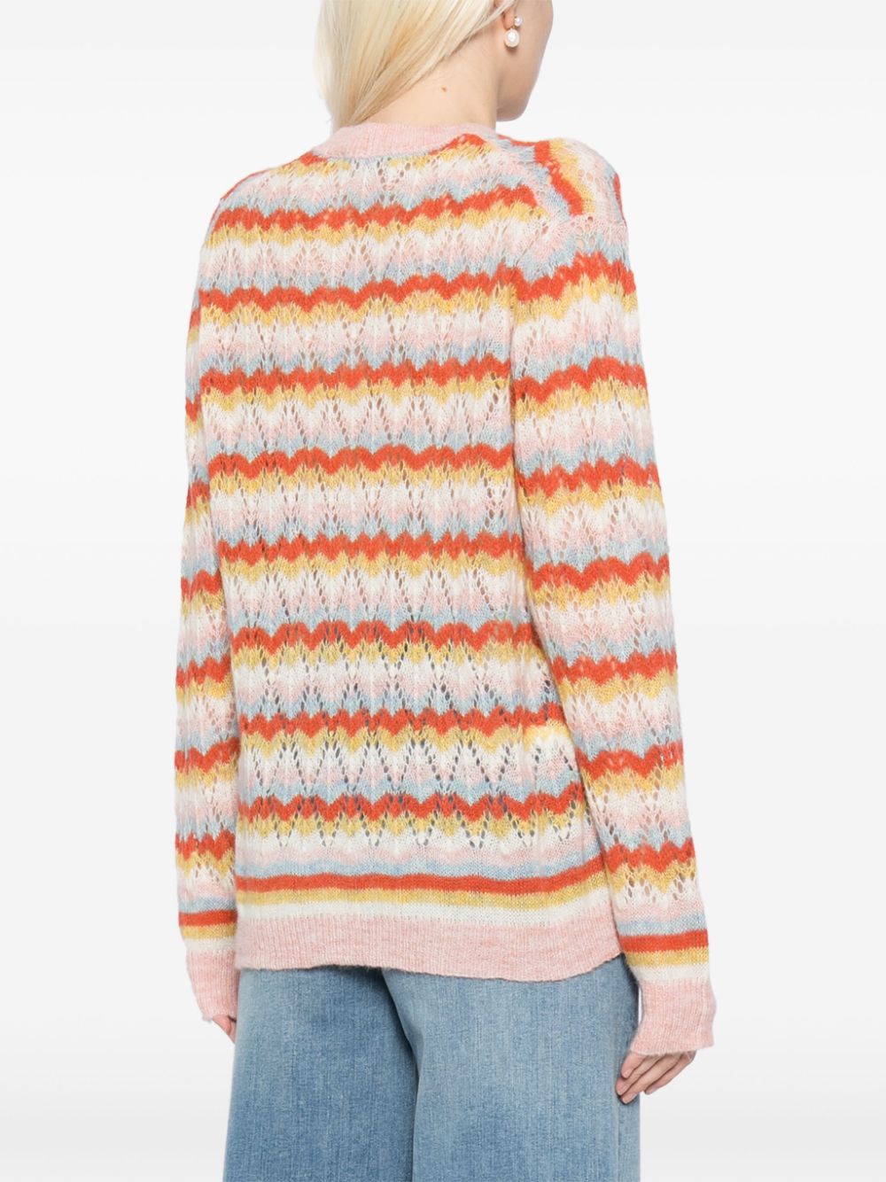 Maison Kitsune stripped lace jumper Women