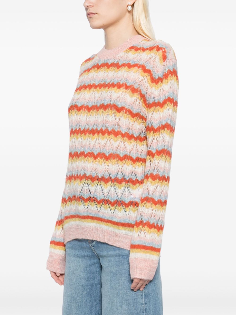 Maison Kitsune stripped lace jumper Women