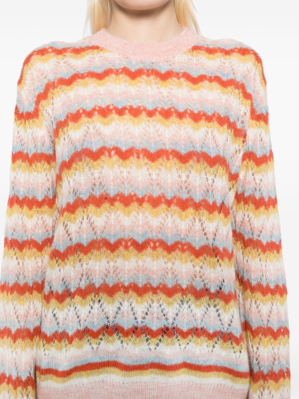 Maison Kitsune stripped lace jumper Women