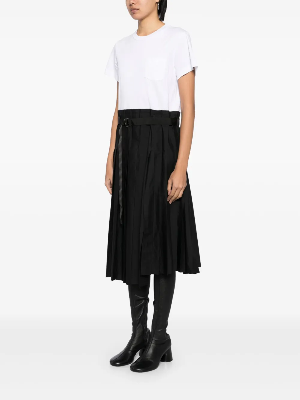Sacai Pleat Detailing Dress In White