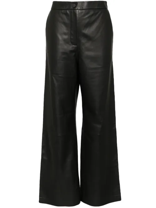 Pantalon en cuir à coupe ample - Yves Salomon - Modalova