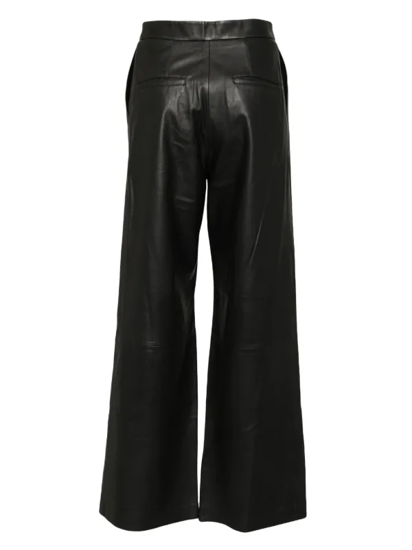 ◆YVES SALOMON レザーパンツ Yves Salomon ワイド レザーパンツ | ブラック | FARFETCH JP