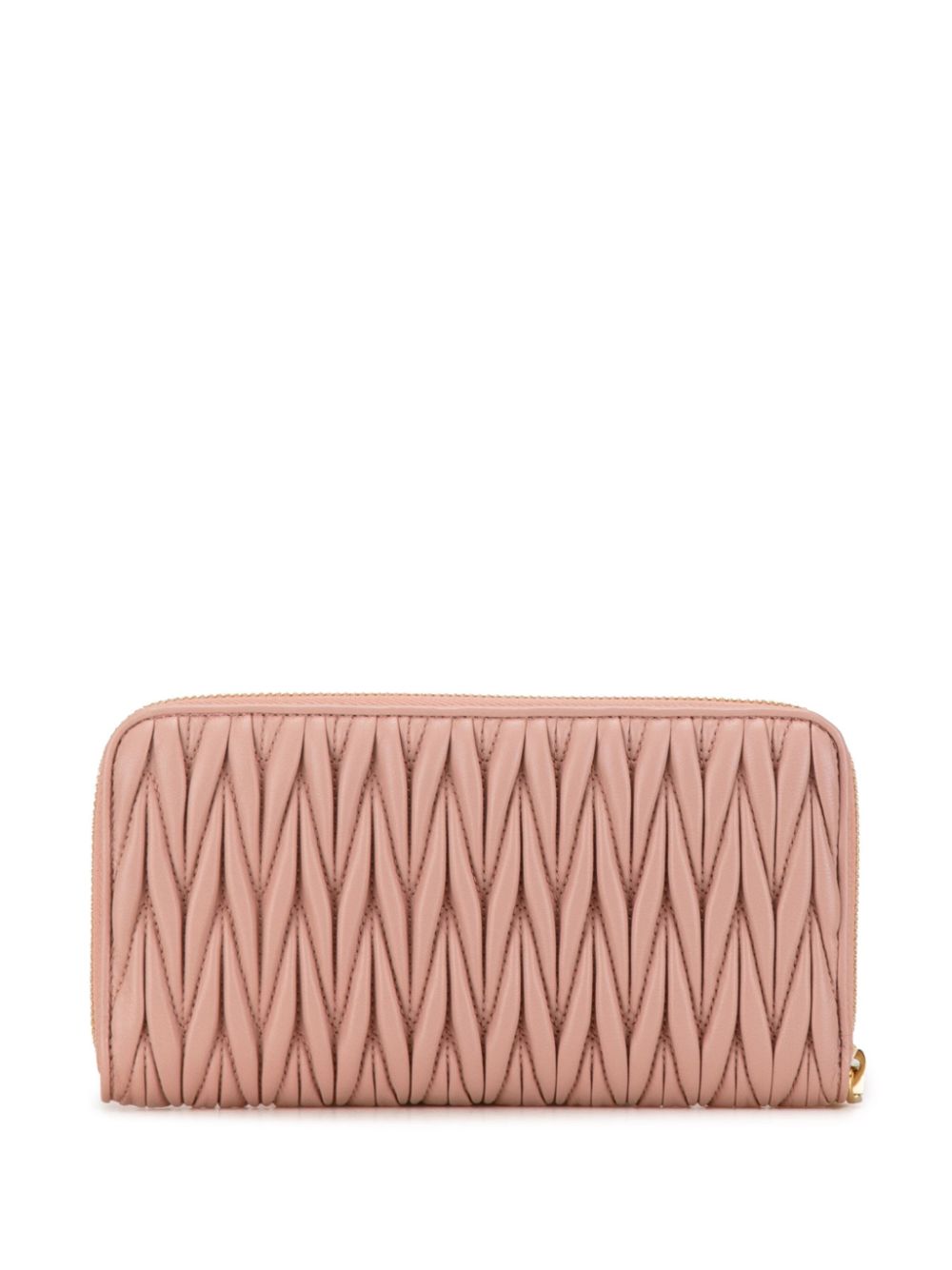 Miu Miu Pre-Owned 2010-2023 Matelasse Zip Around Lambskin Leather Wallet long wallets - Roze