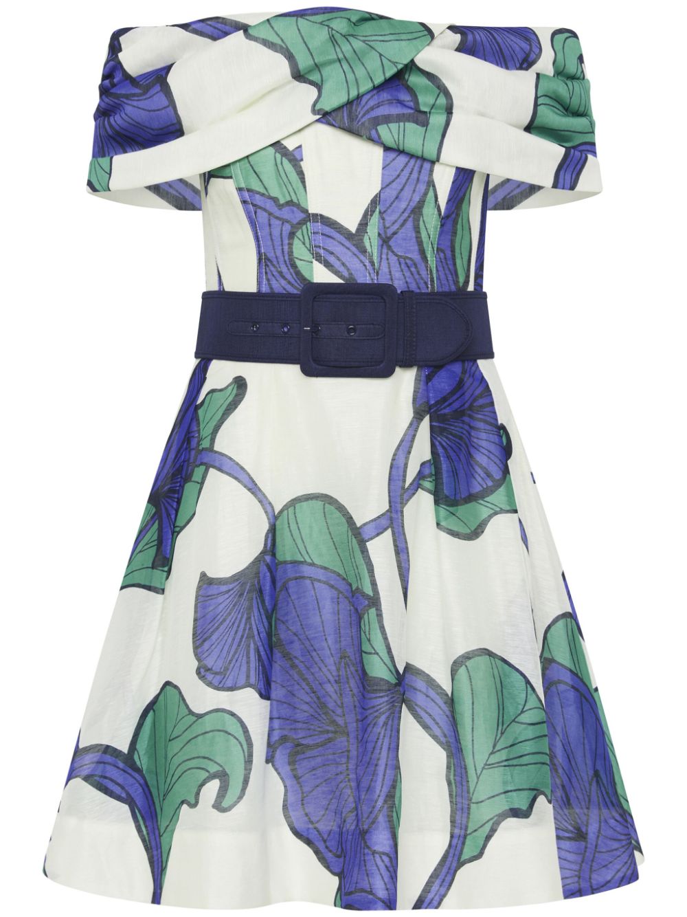 Rebecca Vallance floral-print belted minidress - Neutrals