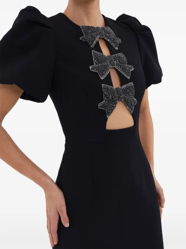 REBECCA VALLANCE ワンピース Eliana puff-sleeve midi 993695 Rebecca Vallance Eliana Midi Dress | Black | FARFETCH