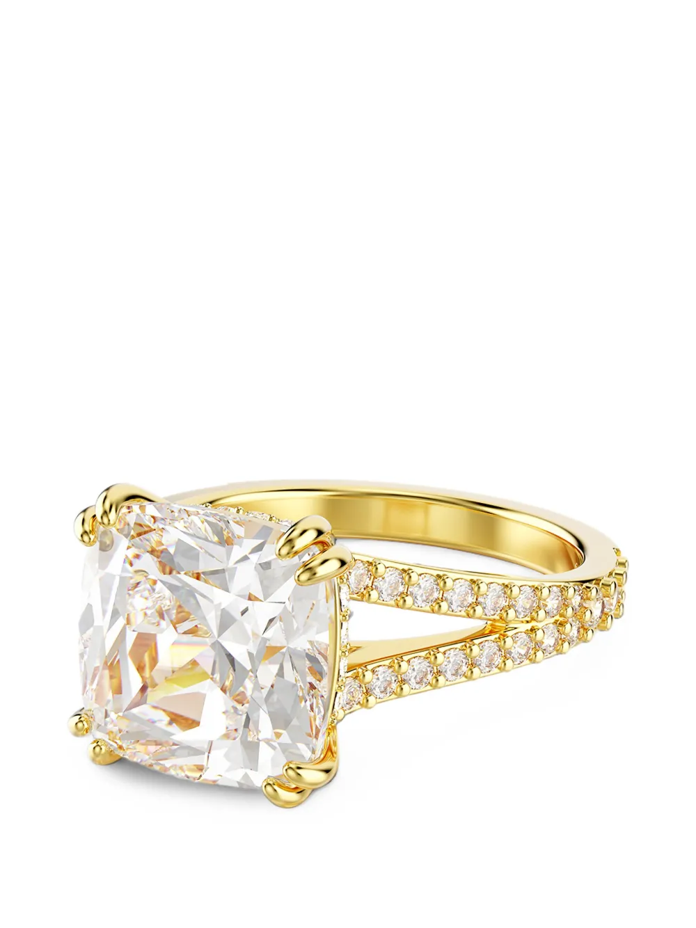 Swarovski Stilla cushion-cut crystal-embellished ring - Oro