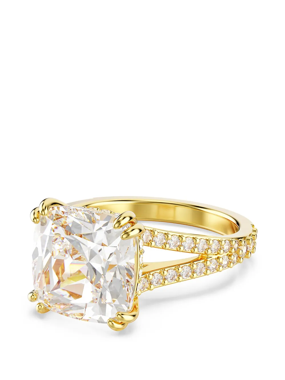 Swarovski Stilla cushion-cut crystal-embellished ring - Oro