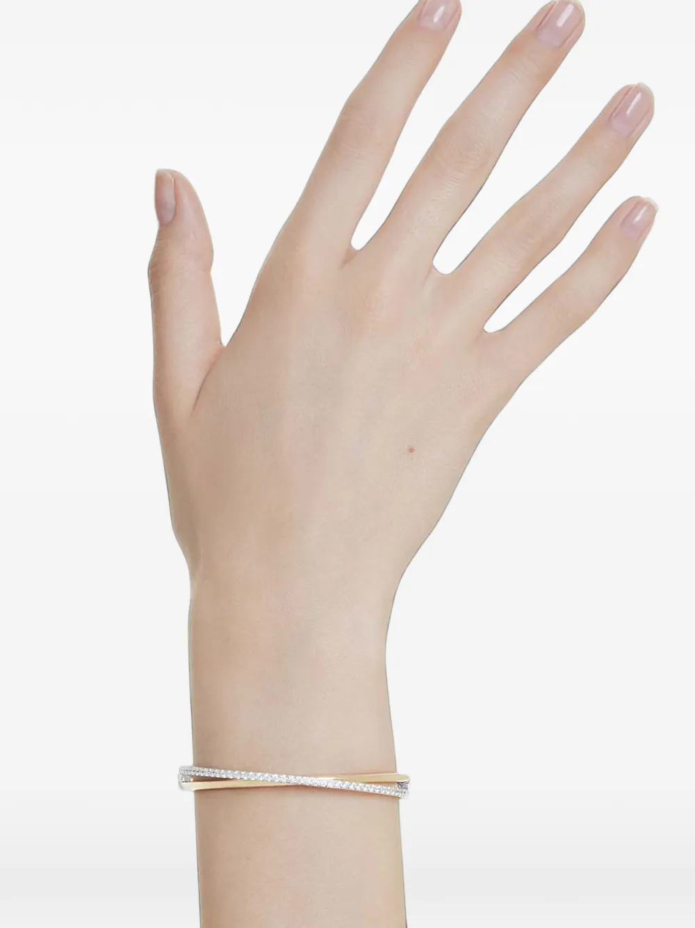 Swarovski Hyperbola crystal-embellished crossover bangle - Silver
