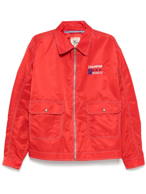 Champion logo embroidered Jacket Red FARFETCH NZ