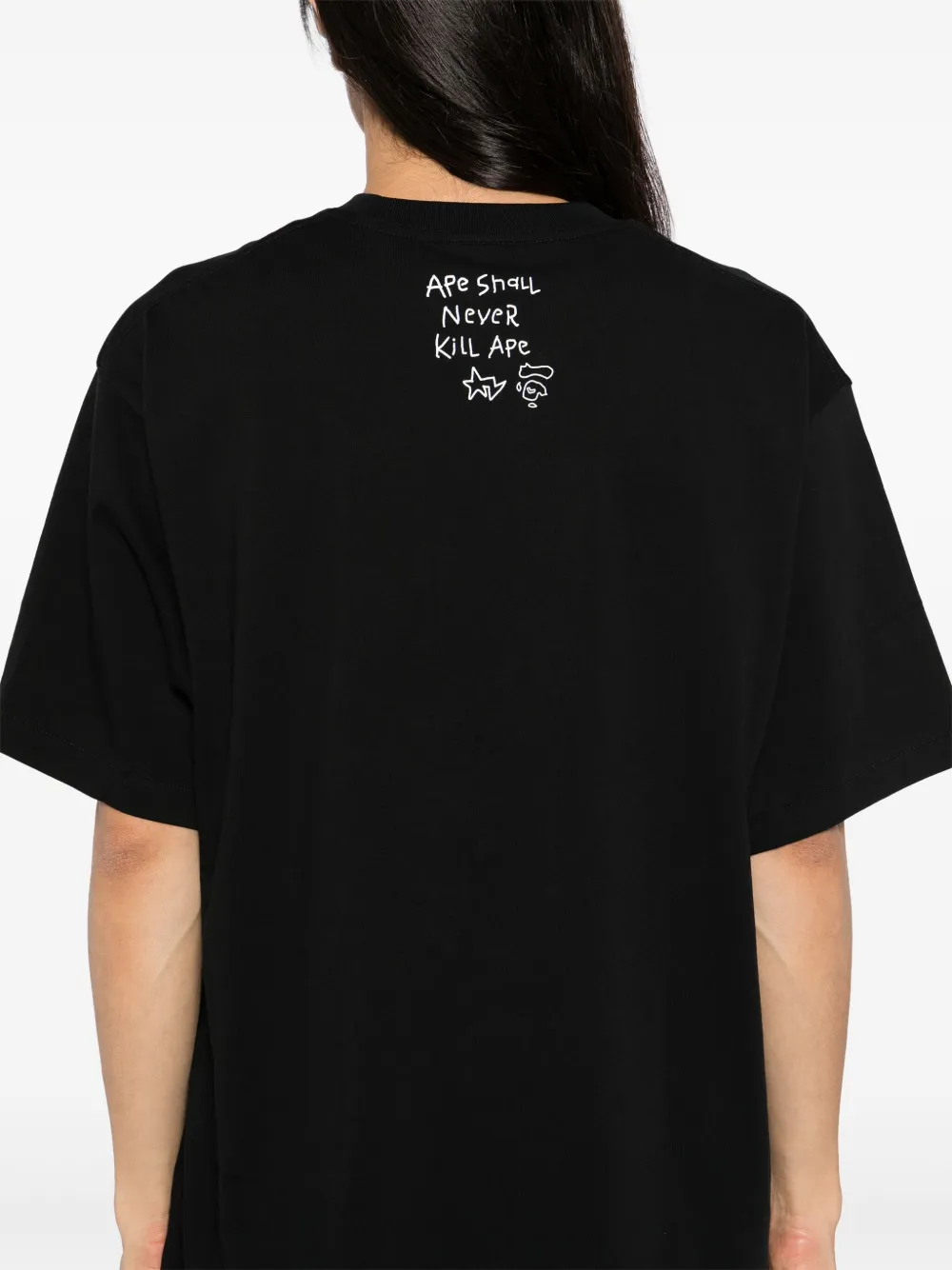 A BATHING APE Hand getekend logo T-shirt Zwart