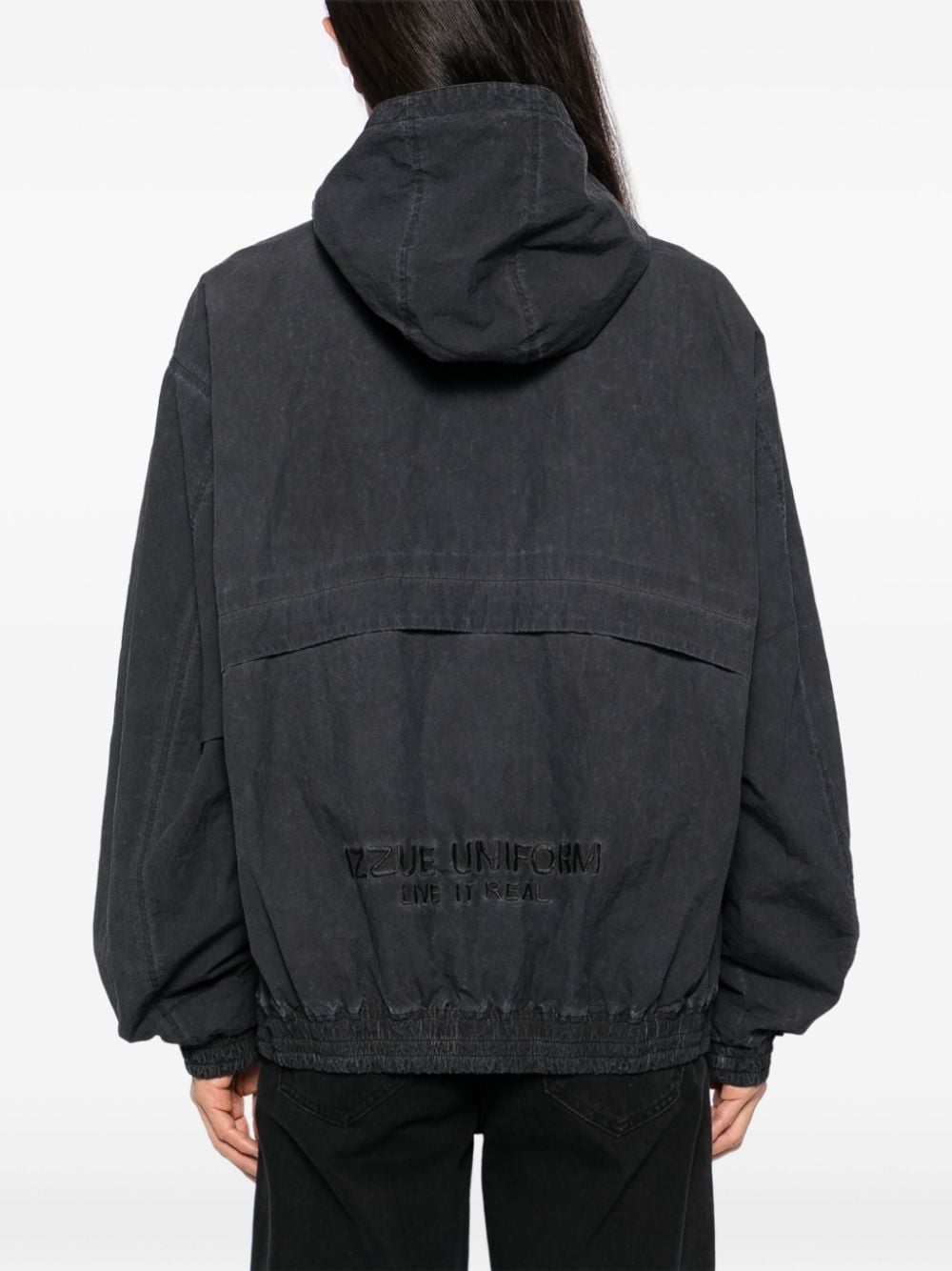 Shop Izzue Panelled Hooded Jacket In Black