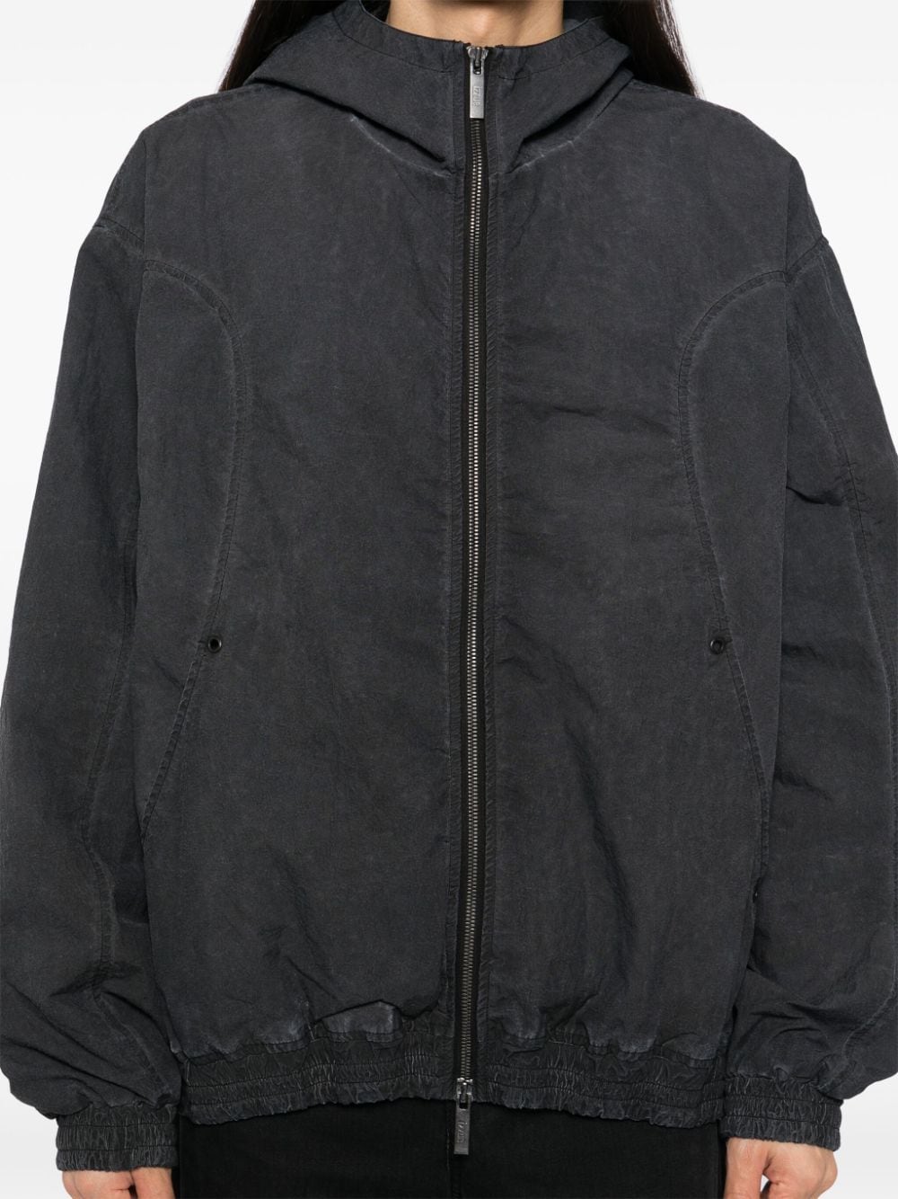 Shop Izzue Panelled Hooded Jacket In Black