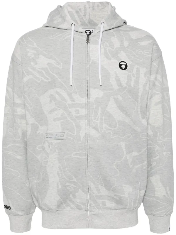 AAPE BY *A BATHING APE® Moonface Logo Hooded Jacket Grey FARFETCH IN