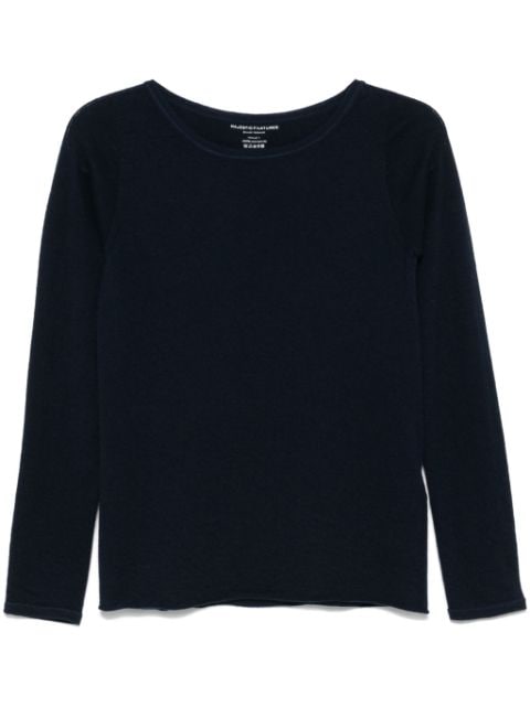 boat-neck long-sleeve top