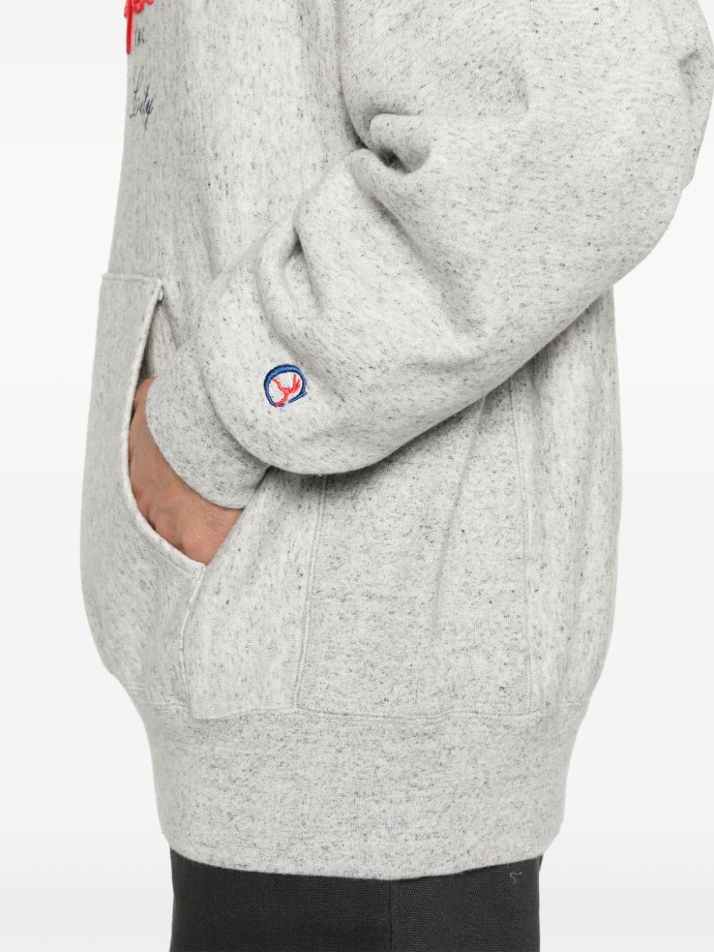 Shop Champion Logo-embroidered Hoodie In Grey