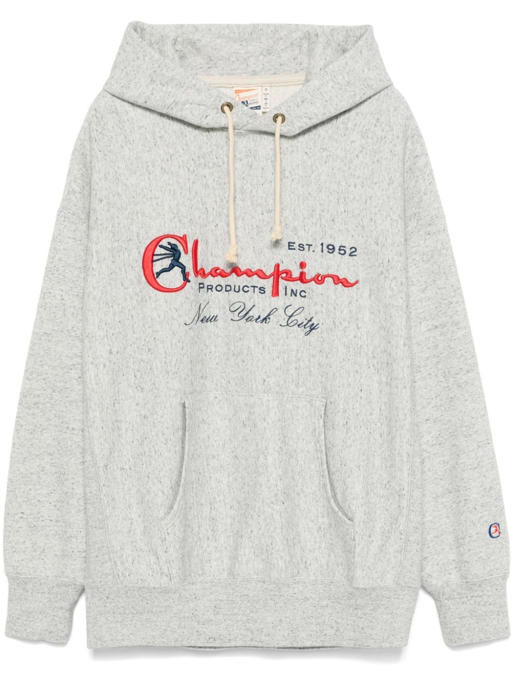 Shop Champion Logo-embroidered Hoodie In Grey