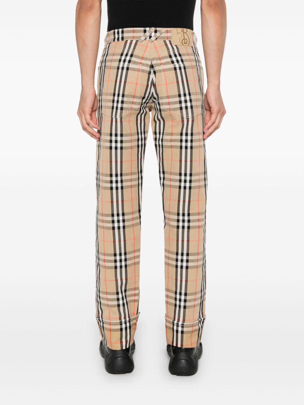 Shop Burberry Check-print Trousers In Nude