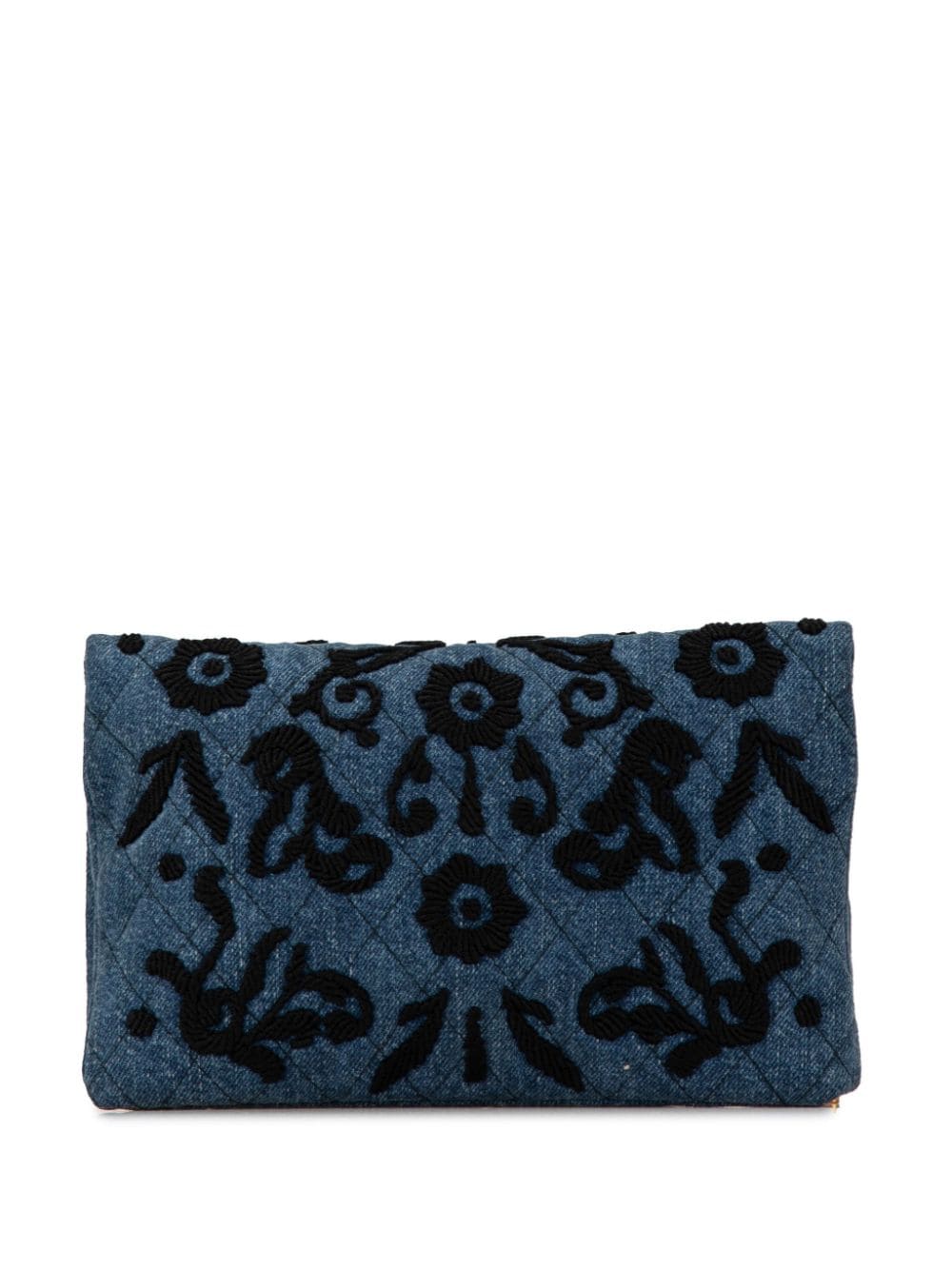 Prada Pre-Owned 21th Century Embroidered Denim Impunto clutch bag - Blauw