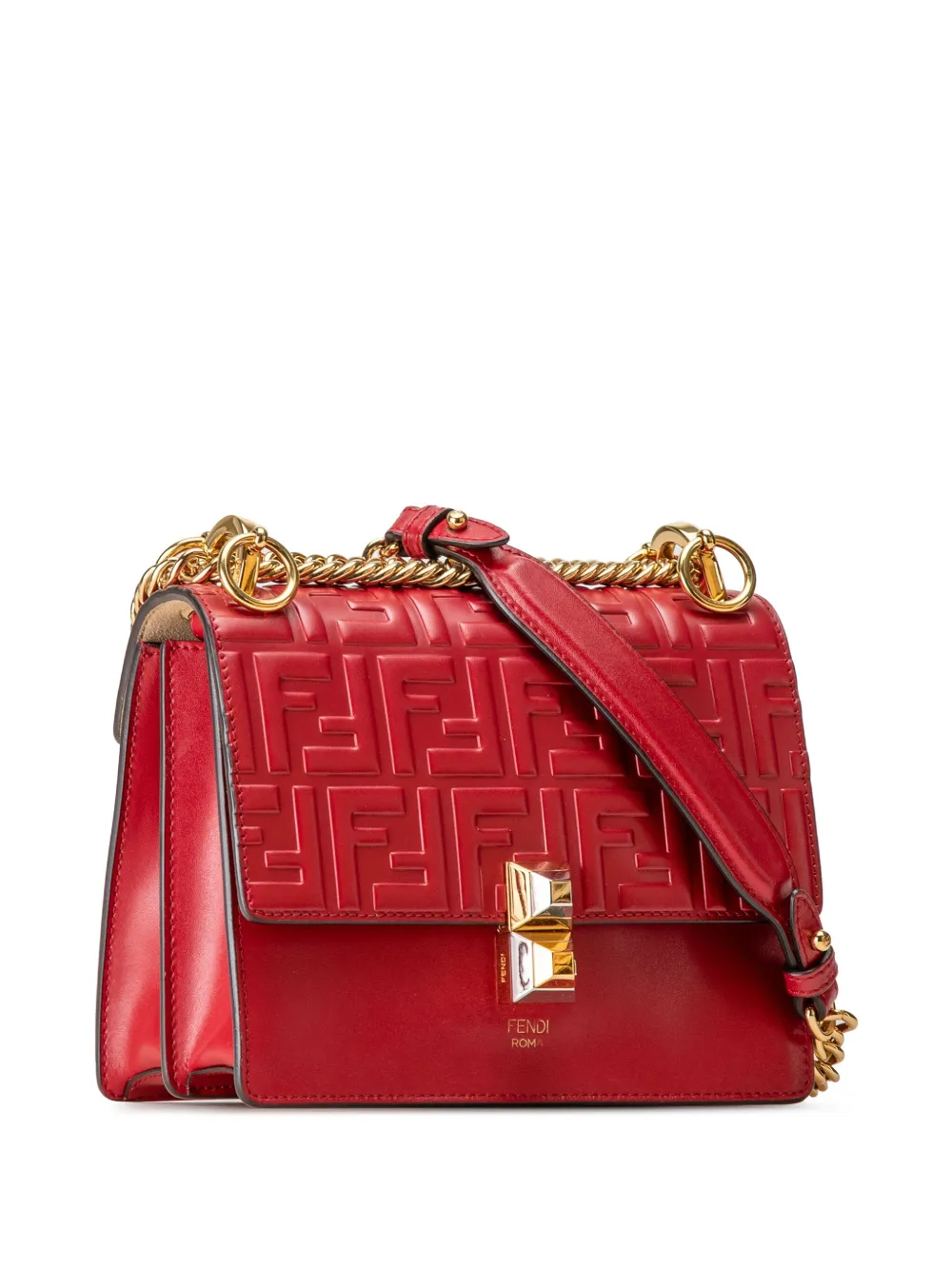 Fendi Pre Owned 2010 2023 Small Zucca Embossed Kan I Crossbody Bag Red FARFETCH SG