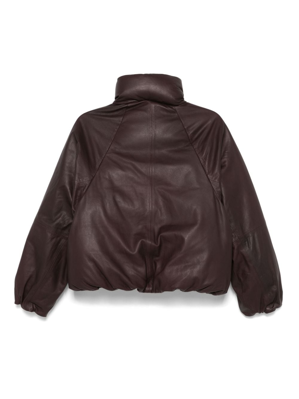 Shop Alysi Leather Puffer Jacket In Purple